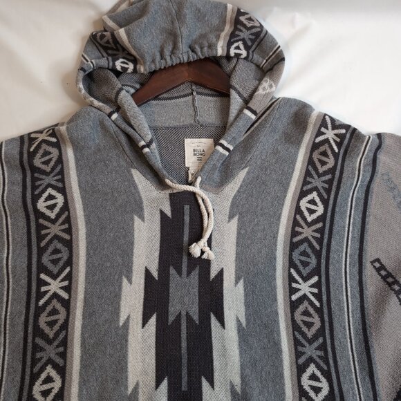 Billabong Women's Gray/Tan BOHO/Aztec Shawl/Tunic Hood/Drawstrings, Size S/M - Picture 3 of 8